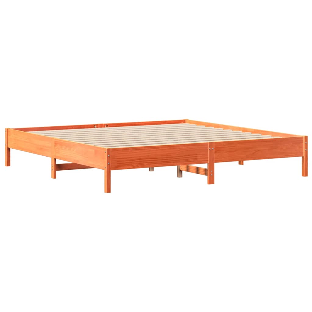 vidaXL Bookcase Bed without Mattress Wax Brown 200x200 cm Solid Wood Pine