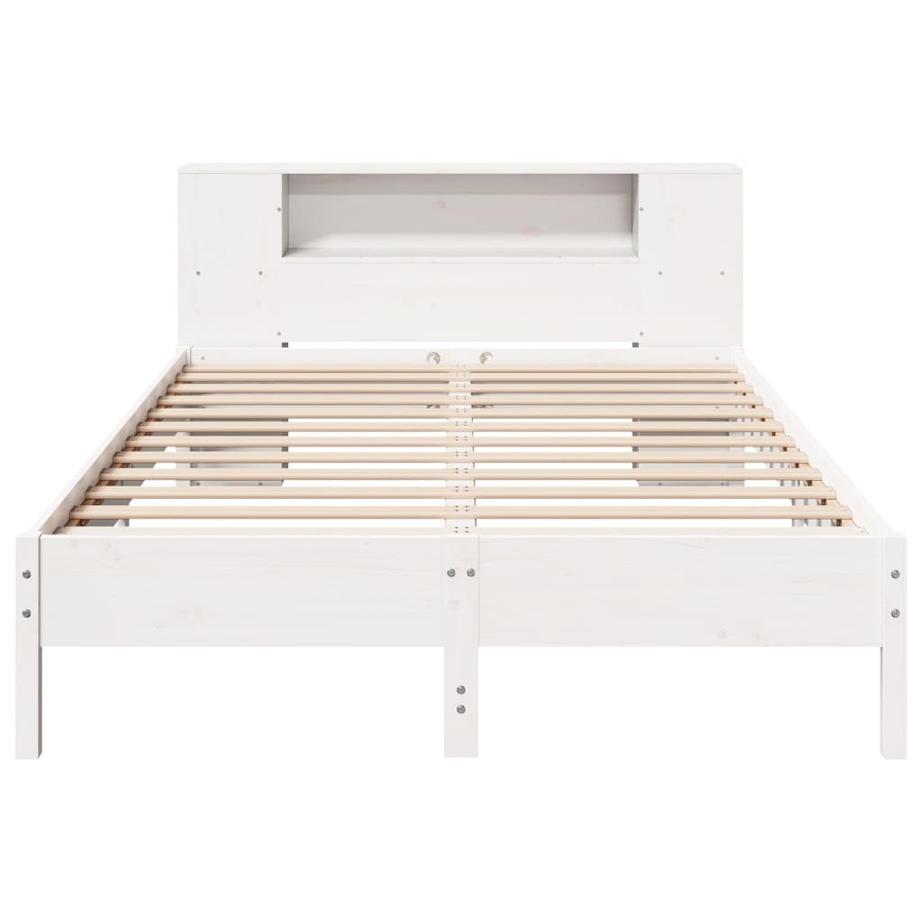 vidaXL Bookcase Bed without Mattress White 150x200 cm King Solid Wood Pine