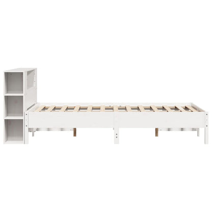 vidaXL Bookcase Bed without Mattress White 150x200 cm King Solid Wood Pine