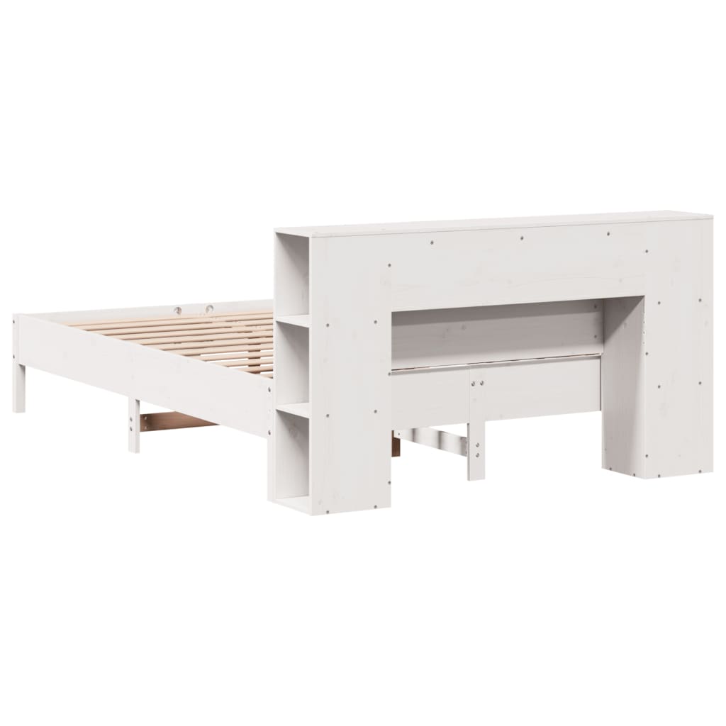 vidaXL Bookcase Bed without Mattress White 150x200 cm King Solid Wood Pine