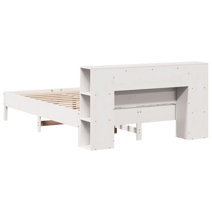 vidaXL Bookcase Bed without Mattress White 150x200 cm King Solid Wood Pine
