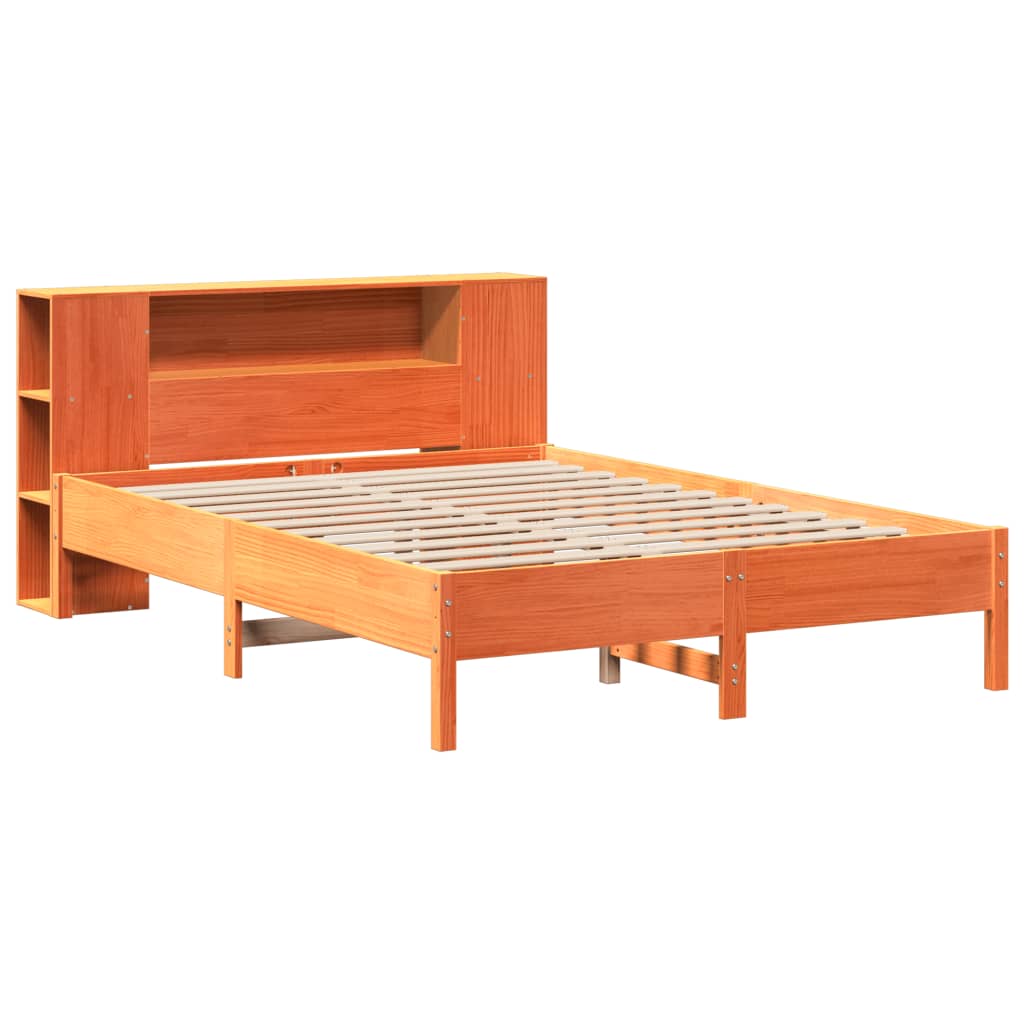 vidaXL Bookcase Bed without Mattress Wax Brown 140x200 cm Solid Wood Pine