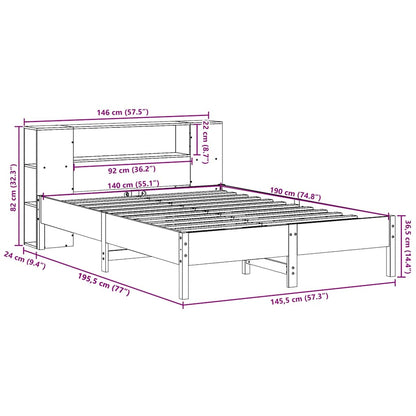 vidaXL Bookcase Bed without Mattress White 140x190 cm Solid Wood Pine