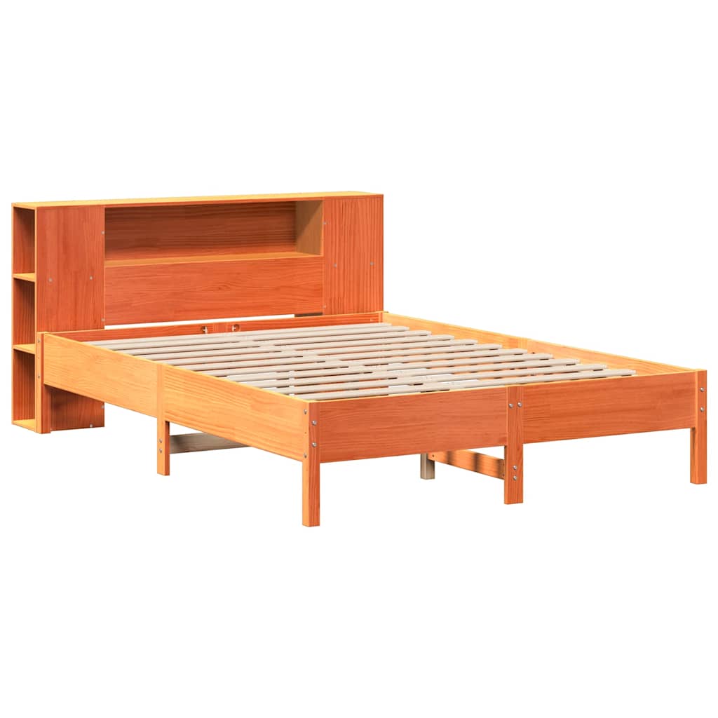 vidaXL Bookcase Bed without Mattress Wax Brown 140x190 cm Solid Wood Pine