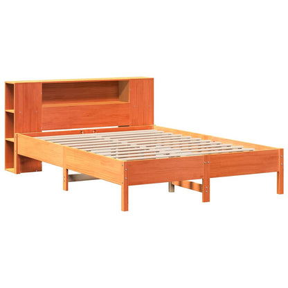 vidaXL Bookcase Bed without Mattress Wax Brown 140x190 cm Solid Wood Pine