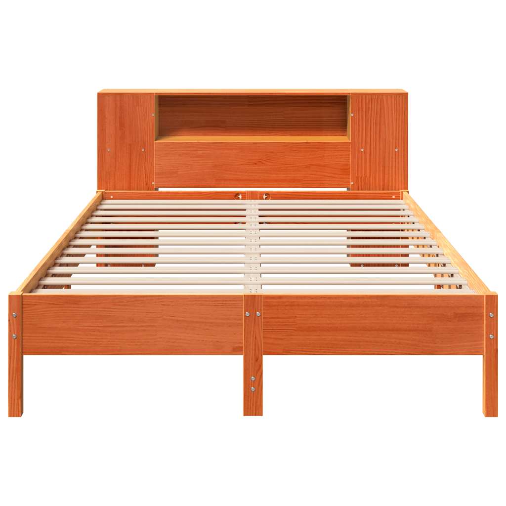 vidaXL Bookcase Bed without Mattress Wax Brown 140x190 cm Solid Wood Pine