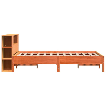 vidaXL Bookcase Bed without Mattress Wax Brown 140x190 cm Solid Wood Pine