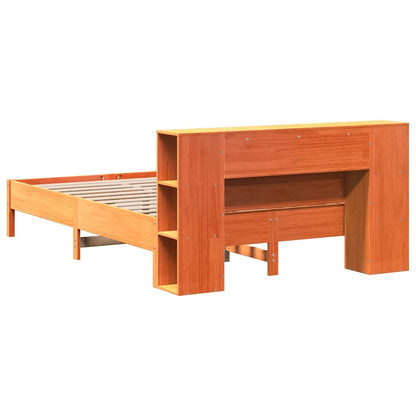 vidaXL Bookcase Bed without Mattress Wax Brown 140x190 cm Solid Wood Pine