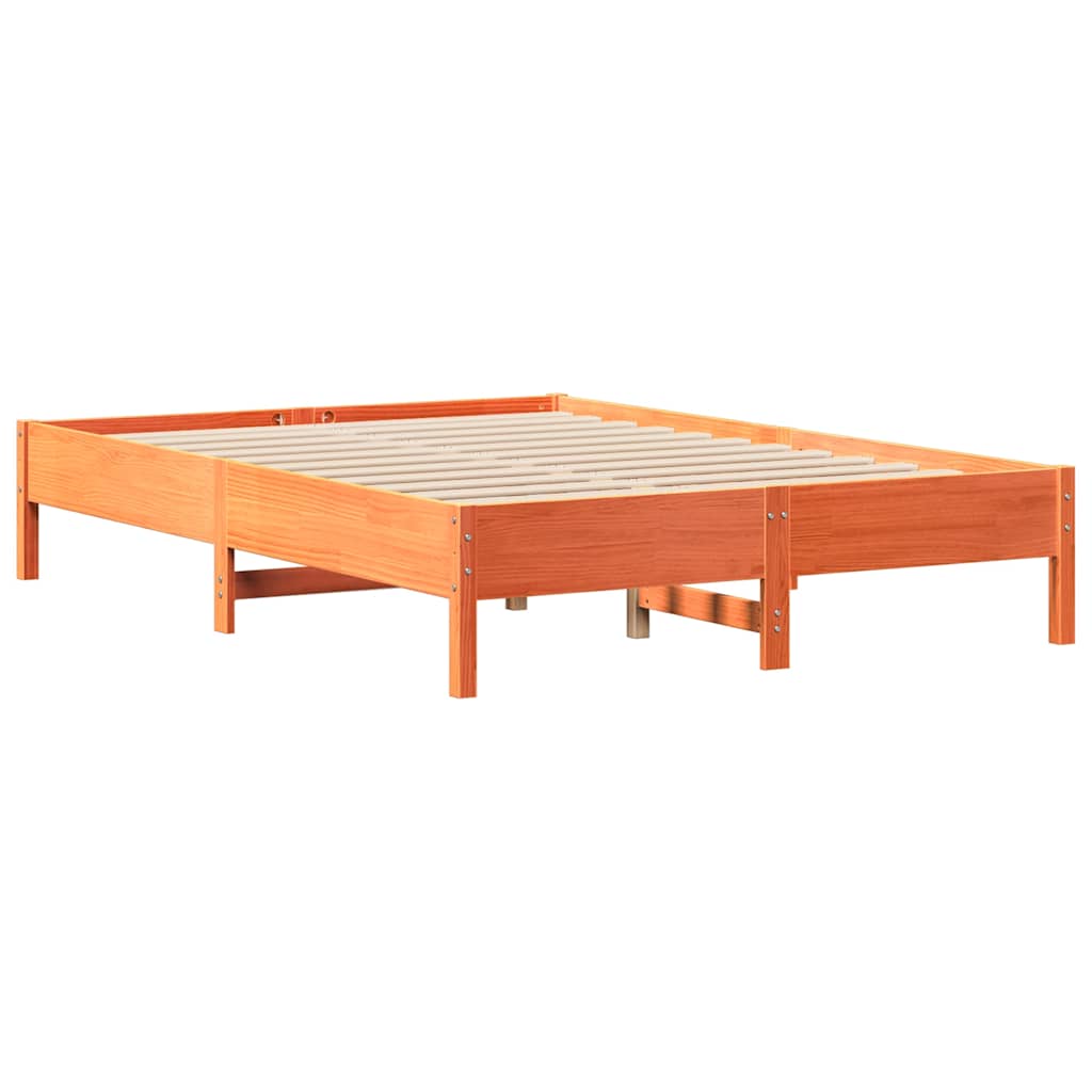 vidaXL Bookcase Bed without Mattress Wax Brown 140x190 cm Solid Wood Pine