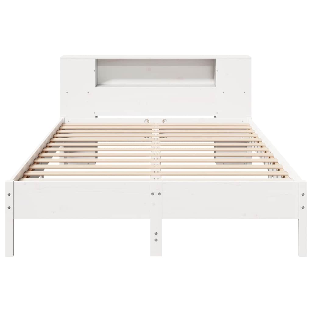 vidaXL Bookcase Bed without Mattress White 135x190 cm Double Solid Wood Pine