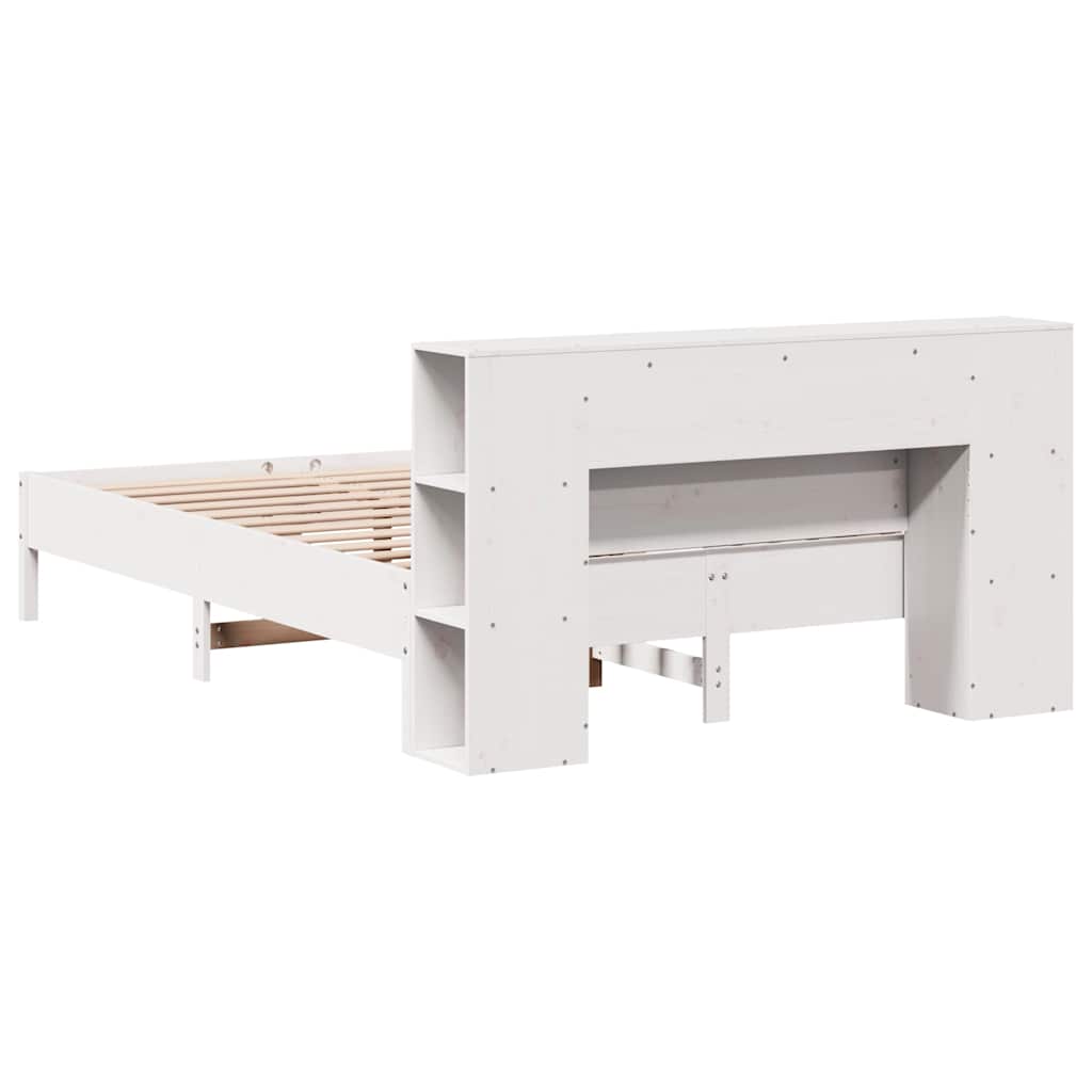 vidaXL Bookcase Bed without Mattress White 135x190 cm Double Solid Wood Pine