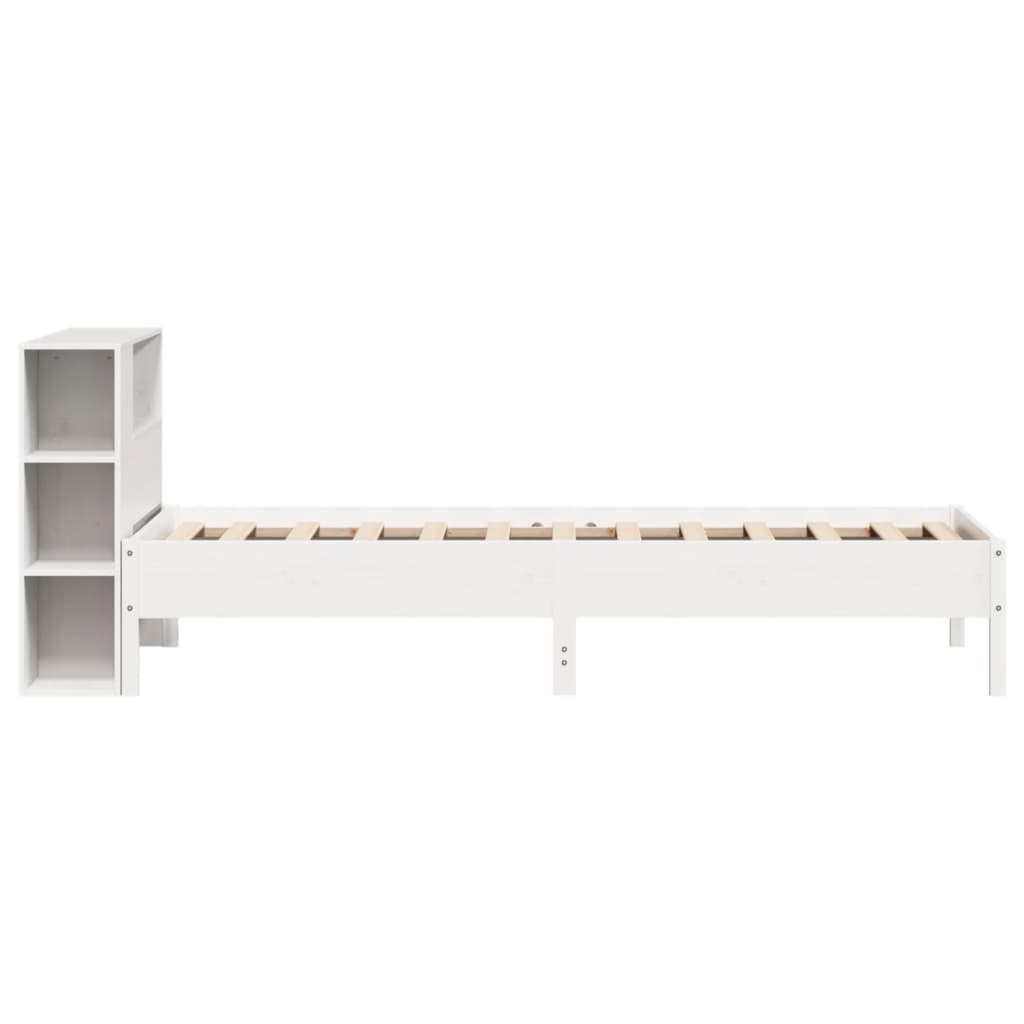 vidaXL Bookcase Bed without Mattress White 75x190 cm Small Single Solid Wood Pine