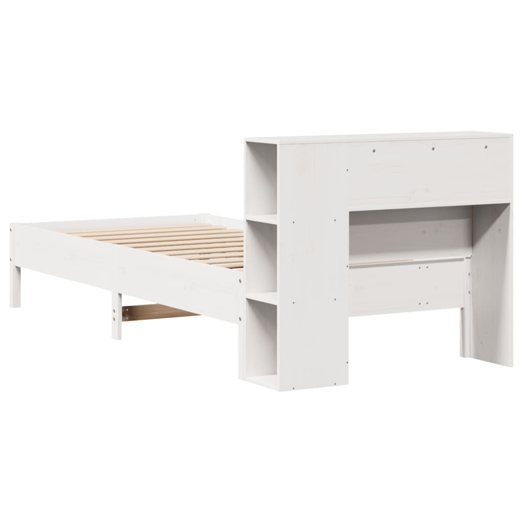 vidaXL Bookcase Bed without Mattress White 75x190 cm Small Single Solid Wood Pine