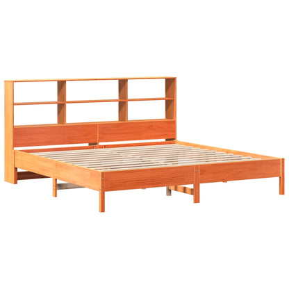 vidaXL Bookcase Bed without Mattress Wax Brown 200x200cm Solid Wood Pine