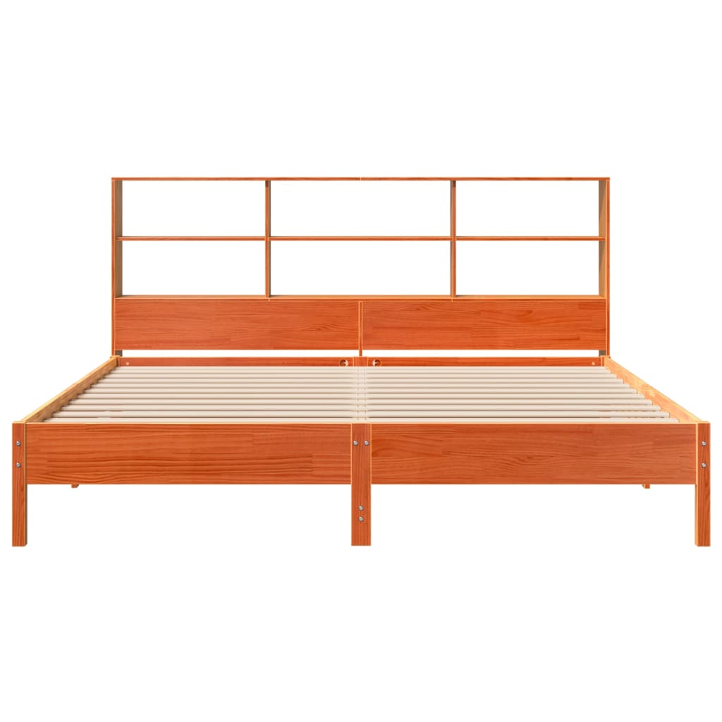 vidaXL Bookcase Bed without Mattress Wax Brown 200x200cm Solid Wood Pine