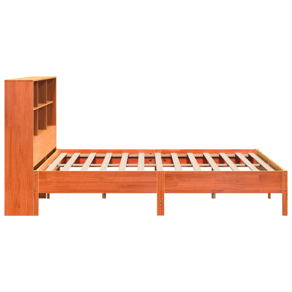 vidaXL Bookcase Bed without Mattress Wax Brown 200x200cm Solid Wood Pine