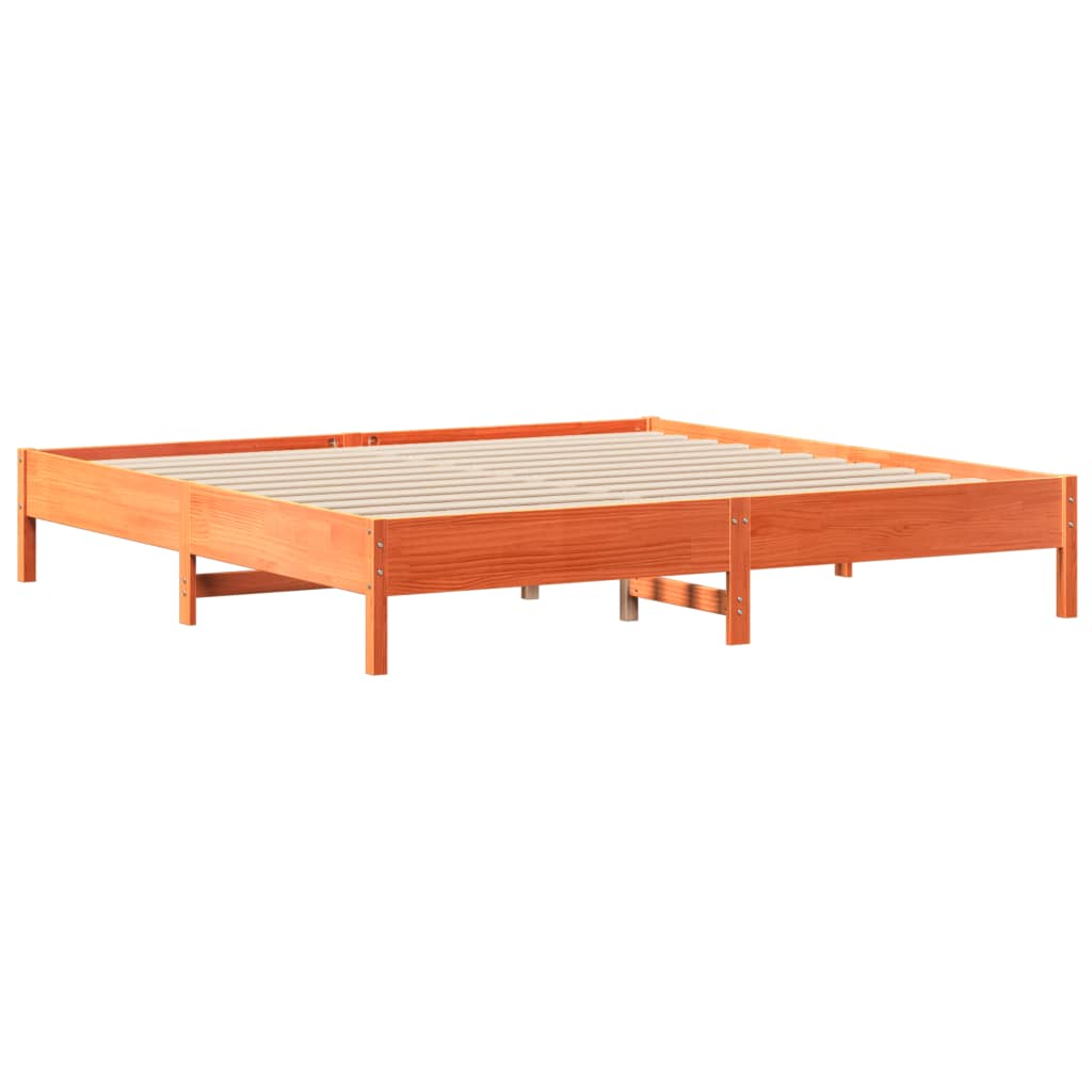 vidaXL Bookcase Bed without Mattress Wax Brown 200x200cm Solid Wood Pine