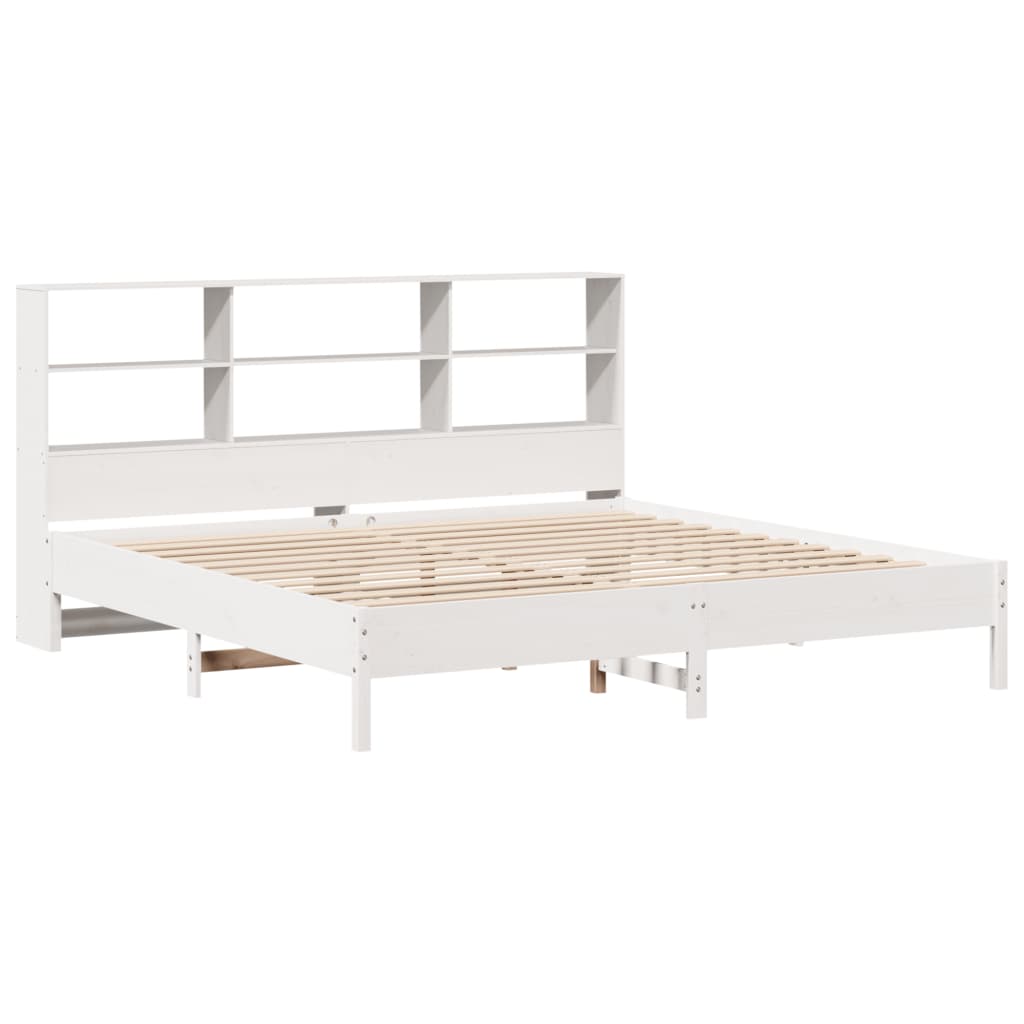 vidaXL Bookcase Bed without Mattress White 180x200 cm Super King Solid Wood Pine
