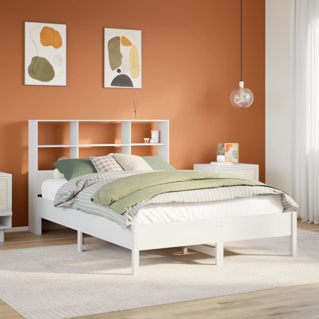 vidaXL Bookcase Bed without Mattress White 160x200cm Solid Wood Pine