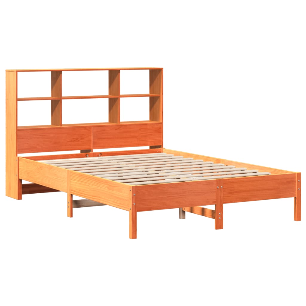 vidaXL Bookcase Bed without Mattress Wax Brown 140x200 cm Solid Wood Pine