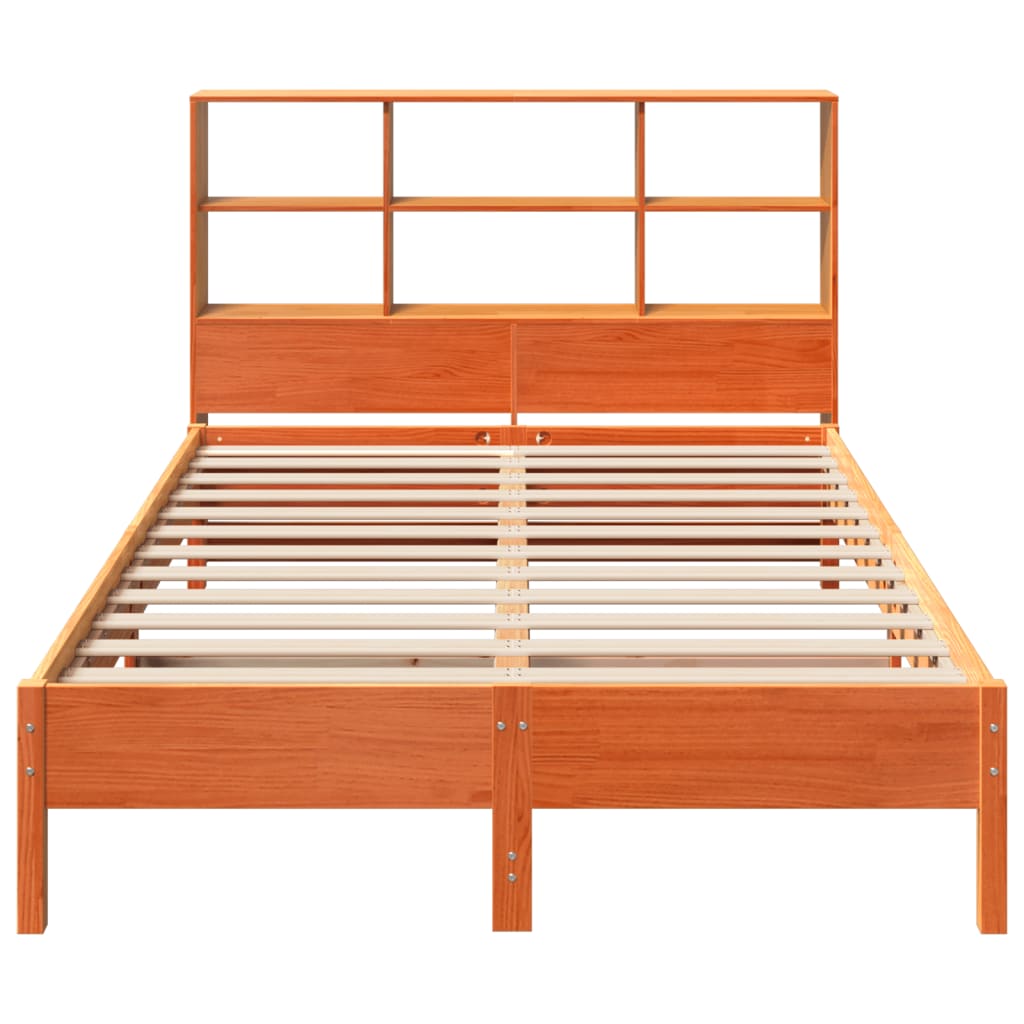 vidaXL Bookcase Bed without Mattress Wax Brown 140x200 cm Solid Wood Pine