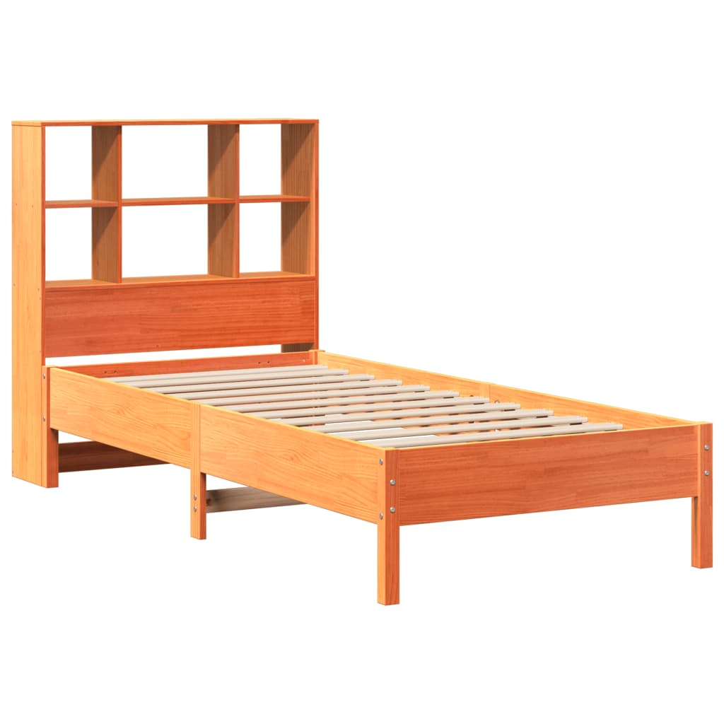 vidaXL Bookcase Bed without Mattress Wax Brown 100x200 cm Solid Wood Pine