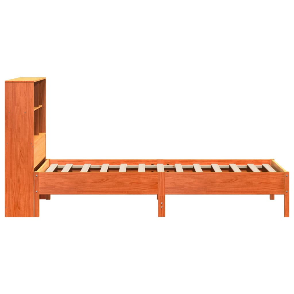 vidaXL Bookcase Bed without Mattress Wax Brown 100x200 cm Solid Wood Pine