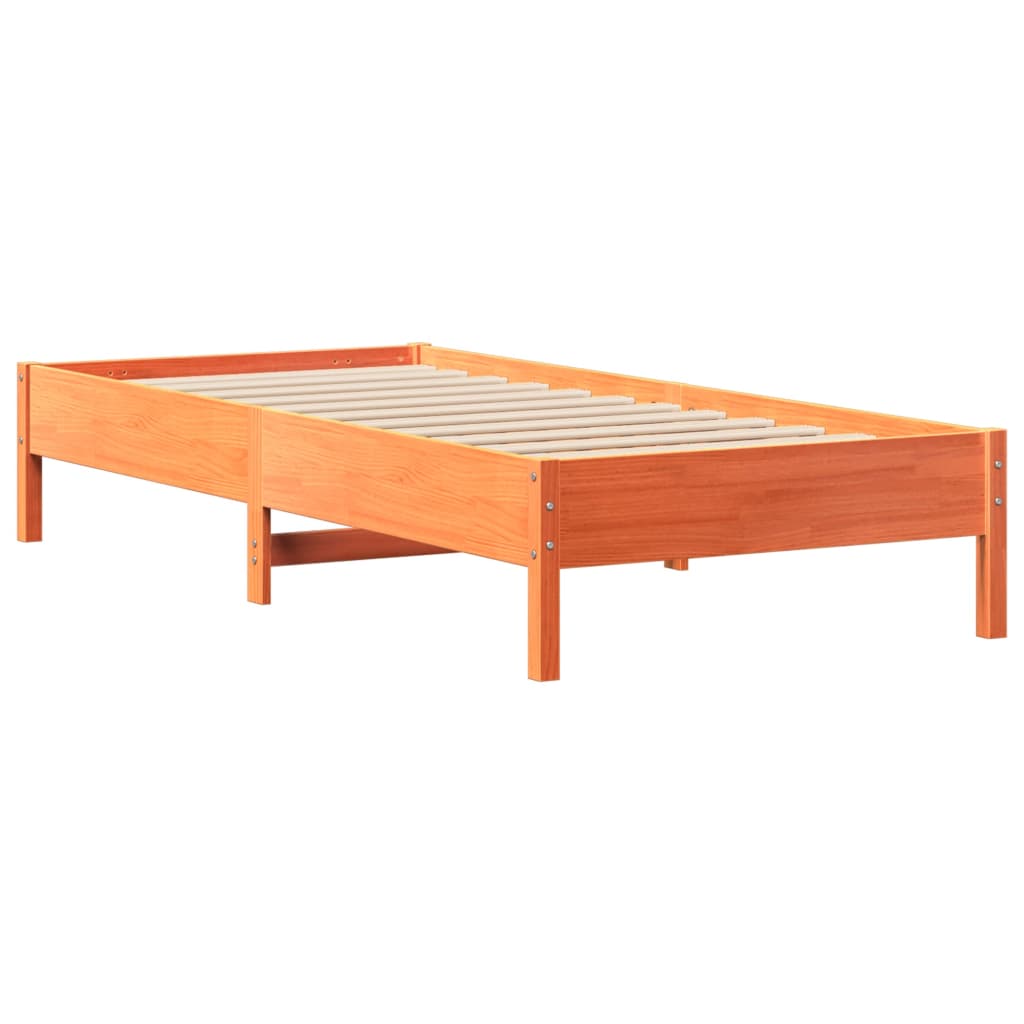 vidaXL Bookcase Bed without Mattress Wax Brown 100x200 cm Solid Wood Pine