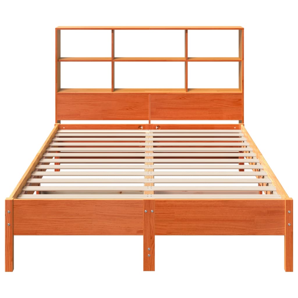 vidaXL Bookcase Bed without Mattress Wax Brown 140x190 cm Solid Wood Pine