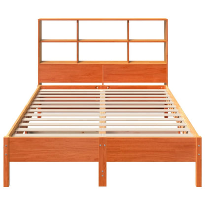vidaXL Bookcase Bed without Mattress Wax Brown 120x190 cm Small Double Solid Wood Pine