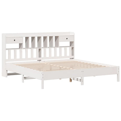 vidaXL Bookcase Bed without Mattress White 180x200 cm Super King Solid Wood Pine
