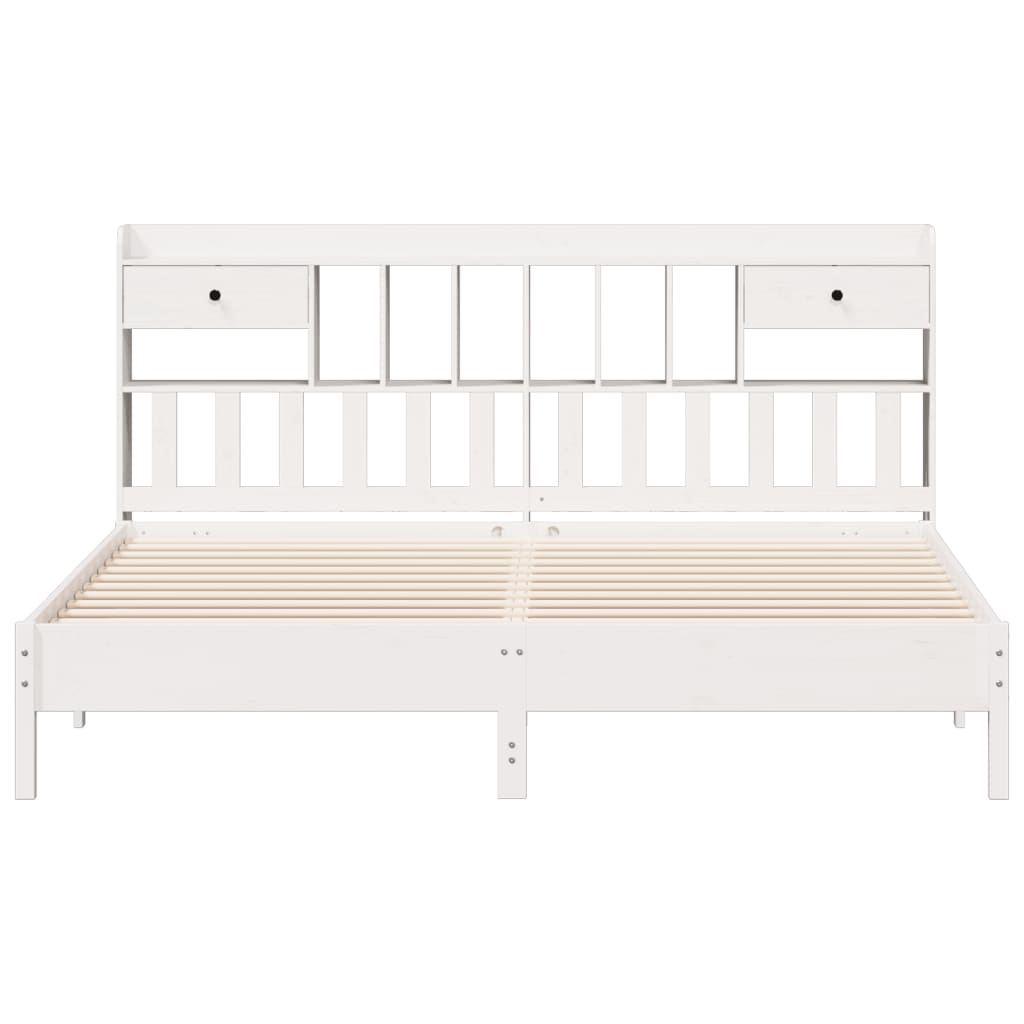vidaXL Bookcase Bed without Mattress White 180x200 cm Super King Solid Wood Pine