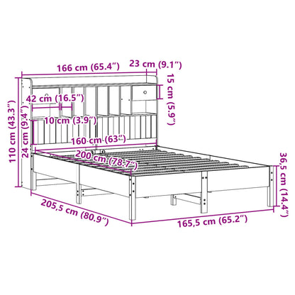 vidaXL Bookcase Bed without Mattress White 160x200 cm Solid Wood Pine
