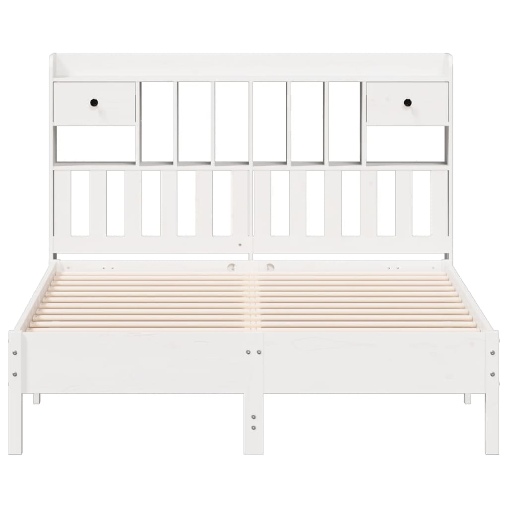 vidaXL Bookcase Bed without Mattress White 150x200 cm King Size Solid Wood Pine