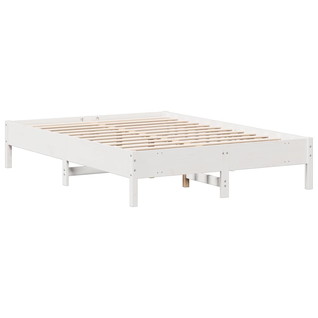 vidaXL Bookcase Bed without Mattress White 150x200 cm King Size Solid Wood Pine
