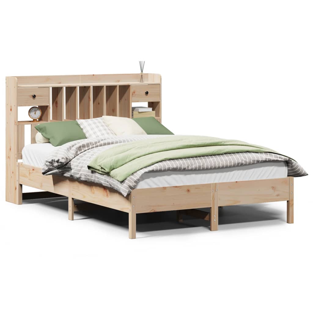vidaXL Bookcase Bed without Mattress 140x200 cm Solid Wood Pine