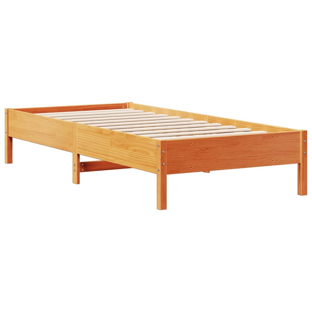 vidaXL Bookcase Bed without Mattress Wax Brown 100x200 cm Solid Wood Pine