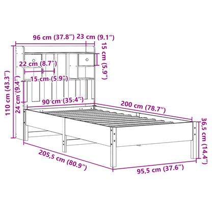 vidaXL Bookcase Bed | White | Solid Pine wood | Single | Bookcase Bed