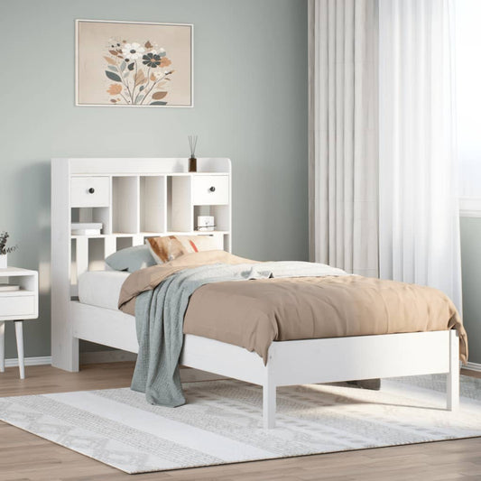 vidaXL Bookcase Bed | White | Solid Pine wood | Single | Bookcase Bed