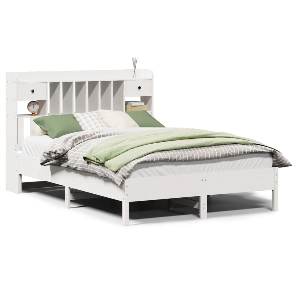 vidaXL Bookcase Bed without Mattress White 140x190 cm Solid Wood Pine