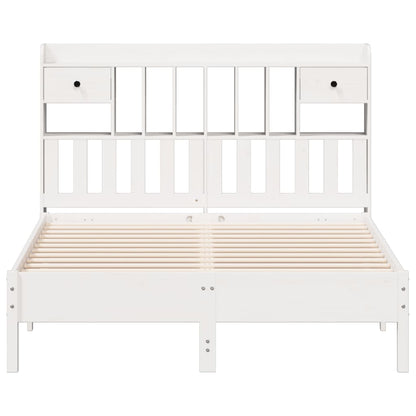 vidaXL Bookcase Bed without Mattress White 135x190 cm Double Solid Wood Pine