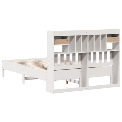 vidaXL Bookcase Bed without Mattress White 135x190 cm Double Solid Wood Pine