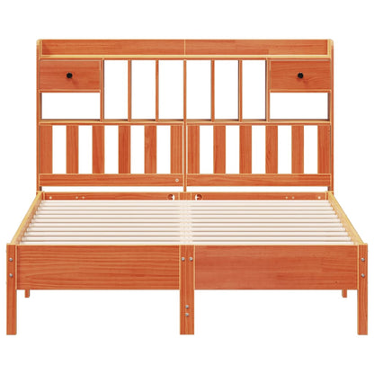 vidaXL Bookcase Bed without Mattress Wax Brown 135x190 cm Double Solid Wood Pine