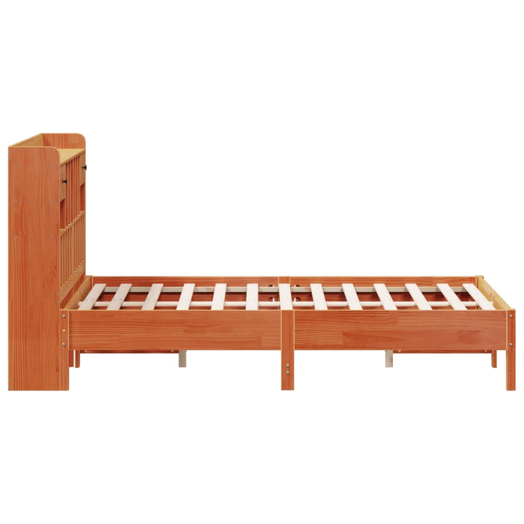 vidaXL Bookcase Bed without Mattress Wax Brown 135x190 cm Double Solid Wood Pine