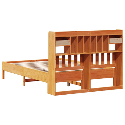 vidaXL Bookcase Bed without Mattress Wax Brown 135x190 cm Double Solid Wood Pine