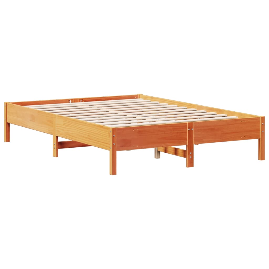 vidaXL Bookcase Bed without Mattress Wax Brown 135x190 cm Double Solid Wood Pine