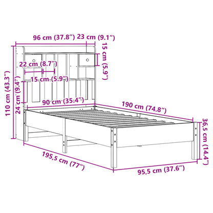 vidaXL Bookcase Bed | White | Solid pinewood | Single | Bookcase Bed