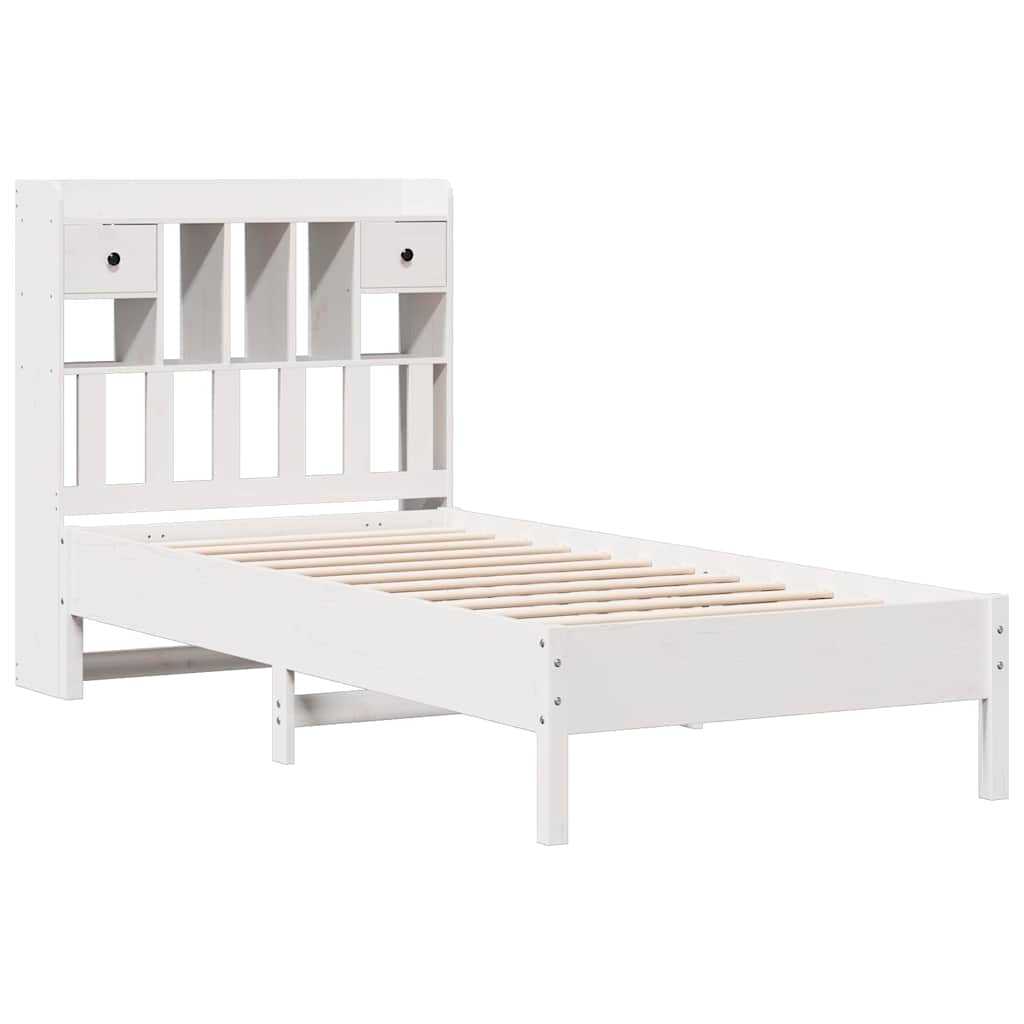 vidaXL Bookcase Bed without Mattress White 75x190 cm Small Single Solid Wood Pine
