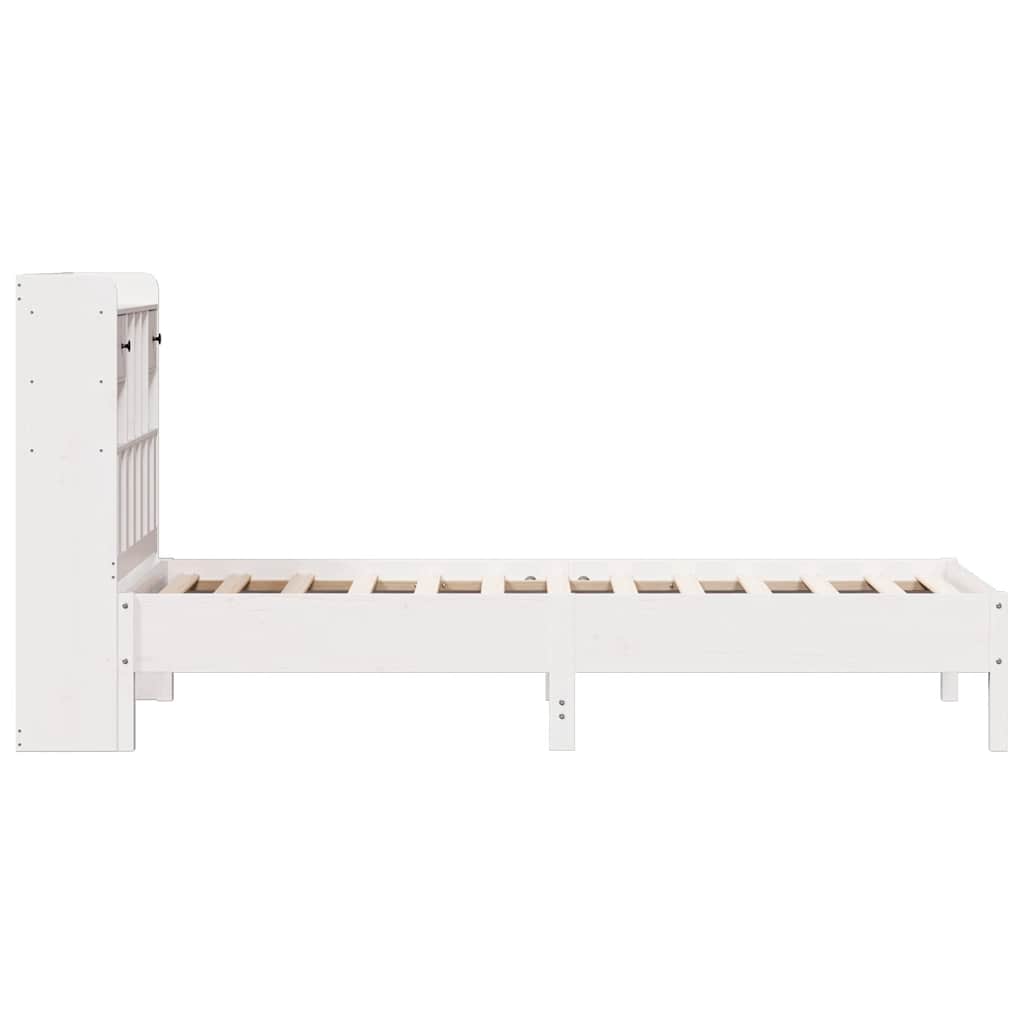 vidaXL Bookcase Bed without Mattress White 75x190 cm Small Single Solid Wood Pine