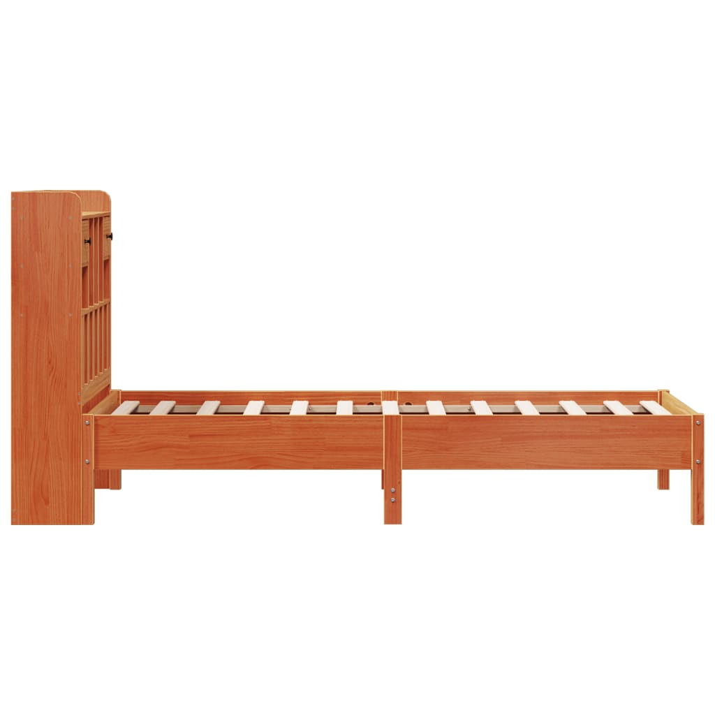 vidaXL Bookcase Bed without Mattress Wax Brown 75x190 cm Small Single Solid Wood Pine